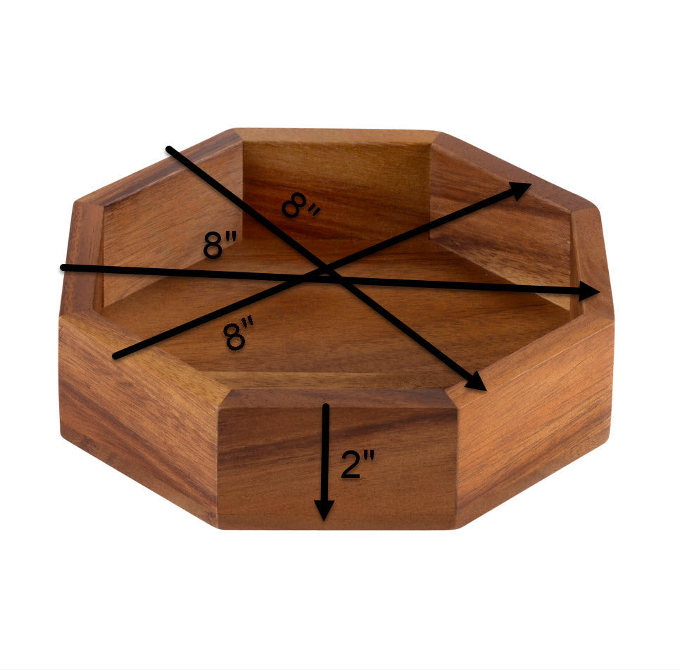 Acacia Wood Octagon Candy Nut Tray 8x8x2 Inch Small Serving Dish BandsCo Straps
