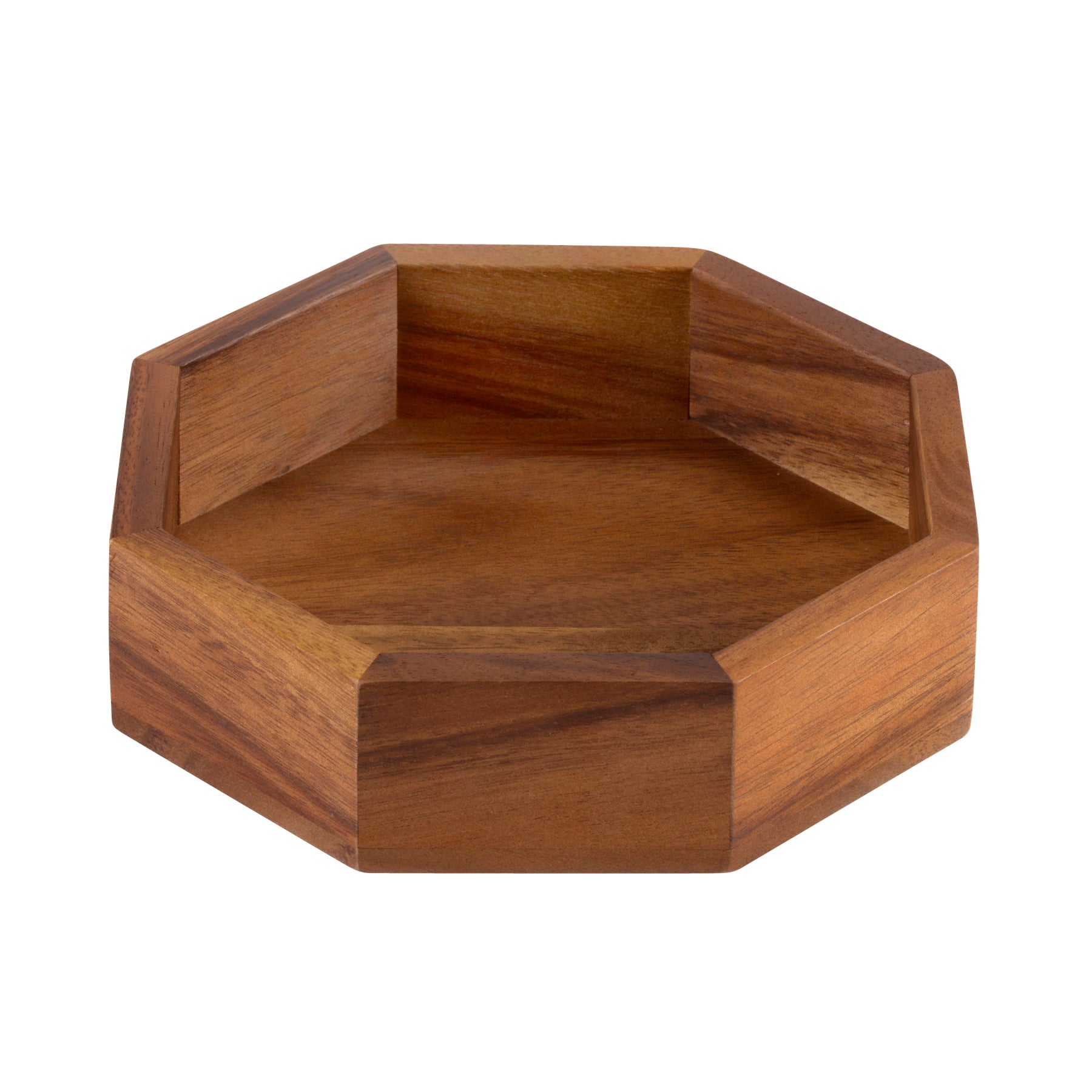 Acacia Wood Octagon Candy Nut Tray 8x8x2 Inch Small Serving Dish BandsCo Straps