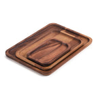 Acacia Wood Rectangular Serving Plates Set Of 3 4x6, 6x9, 8x11 BandsCo Straps