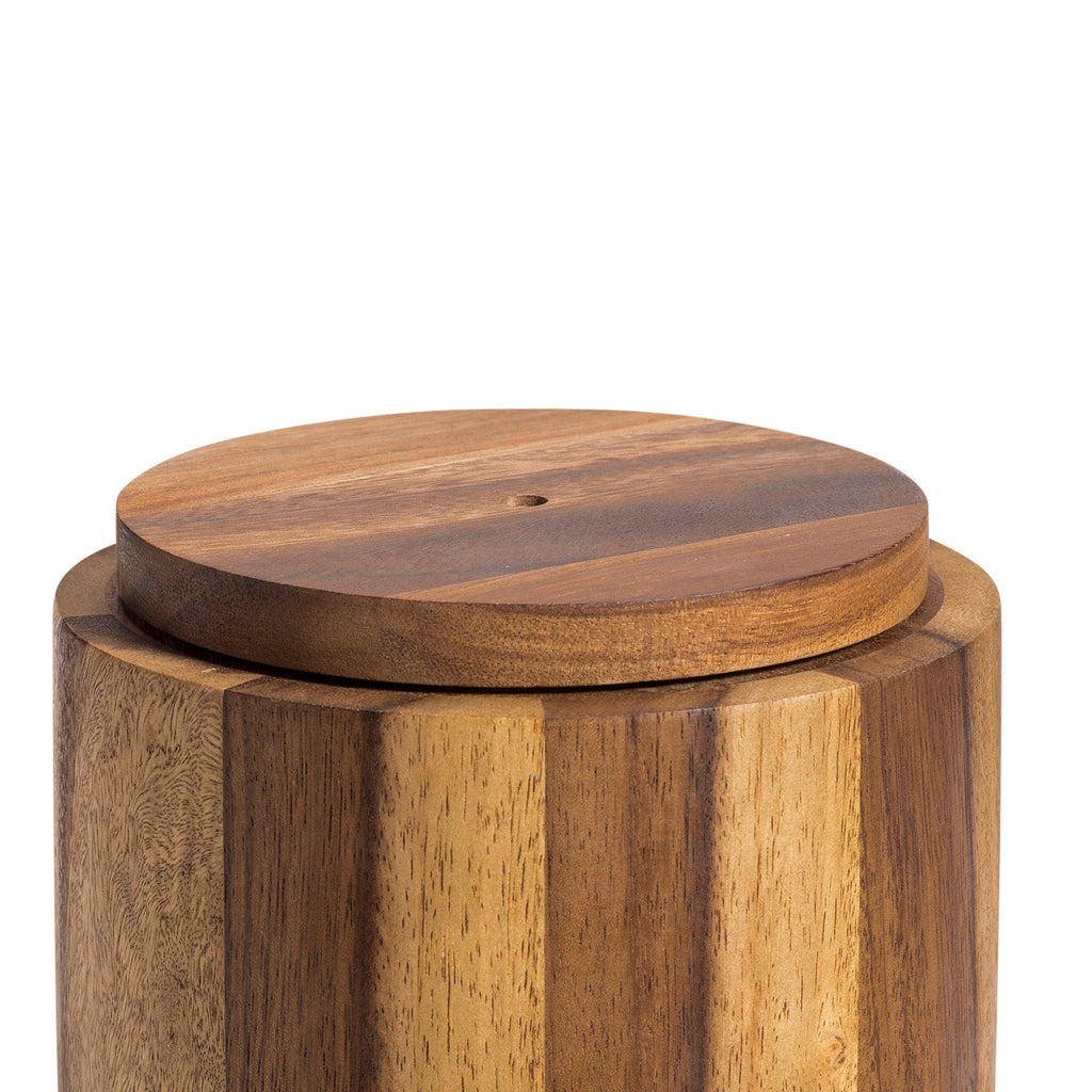 Acacia Wood Rotating Lazy Susan Utensil Holder 7 x 7 Inch Countertop Organizer BandsCo Straps