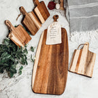 Acacia Wood Serving Board 23x8 Inch With Bamboo Cheese Markers And Handle