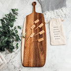 Acacia Wood Serving Board 23x8 Inch With Bamboo Cheese Markers And Handle