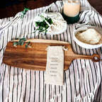 Acacia Wood Serving Board 23x8 Inch With Bamboo Cheese Markers And Handle