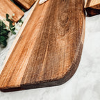 Acacia Wood Serving Board 23x8 Inch With Bamboo Cheese Markers And Handle