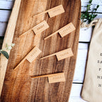 Acacia Wood Serving Board 23x8 Inch With Bamboo Cheese Markers And Handle