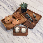 Acacia Wood Rectangular Serving Plates Set Of 3 4x6, 6x9, 8x11 BandsCo Straps