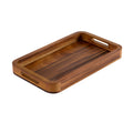 Acacia Wood Serving Tray 15x9 Medium Rectangular Solid Bottom Serving Platter BandsCo Straps