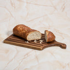 Acacia Wood Slotted Bread Board 10 x 18 Inch Crumb Catching Cutting Board BandsCo Straps