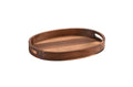 Acacia Wood Small Oval Serving Tray Handcrafted Durable Natural Decor BandsCo Straps