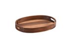 Acacia Wood Small Oval Serving Tray Handcrafted Durable Natural Decor BandsCo Straps