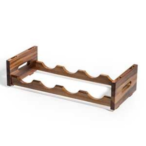 Acacia Wood Stackable 4-Bottle Wine Rack Space-Saving Modular Display BandsCo Straps