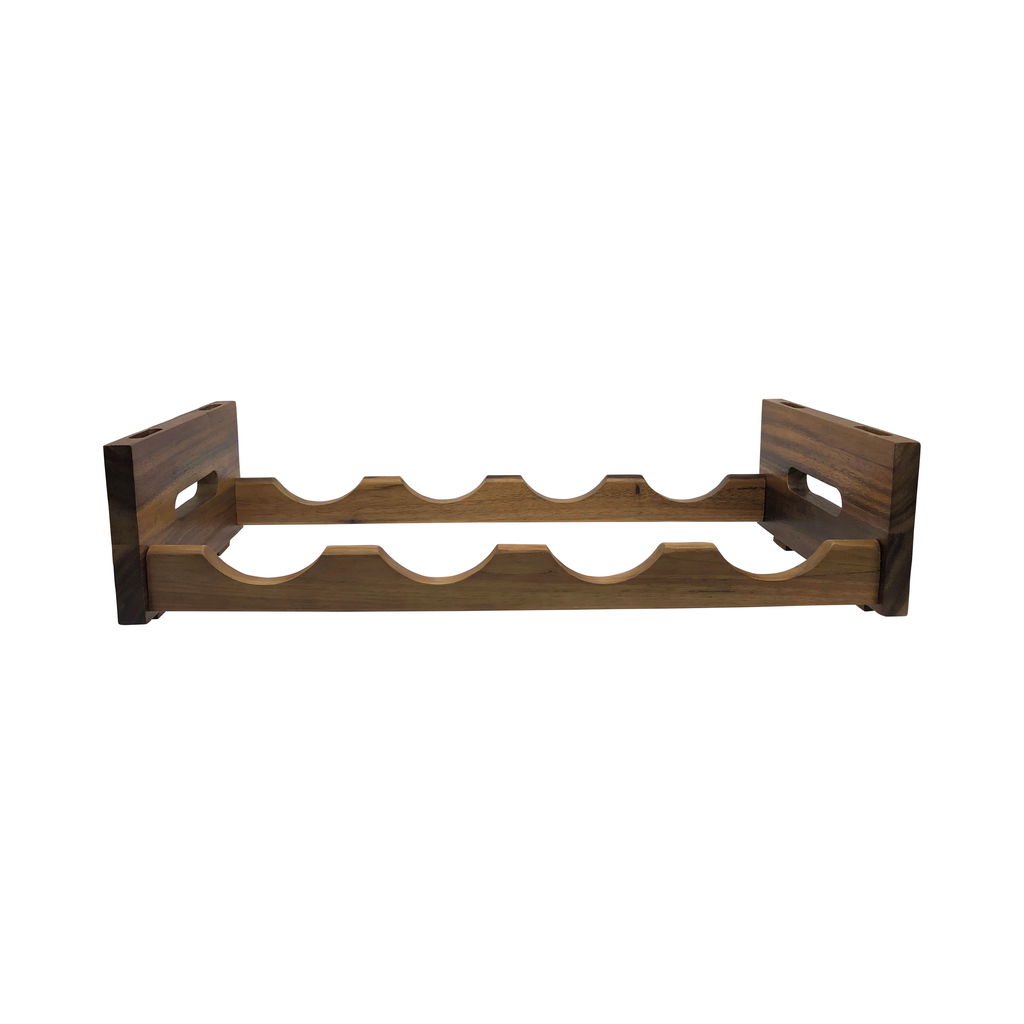 Acacia Wood Stackable 4-Bottle Wine Rack Space-Saving Modular Display BandsCo Straps