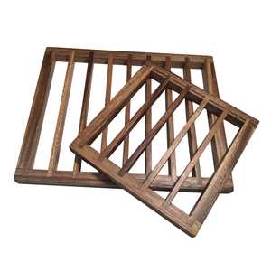 Acacia Wood Trivet Set Of 2 Large Heat Resistant Kitchen Hot Pads Rustic BandsCo Straps