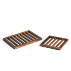 Acacia Wood Trivet Set Of 2 Heat-Resistant Round Wooden Trivets For Kitchen BandsCo Straps