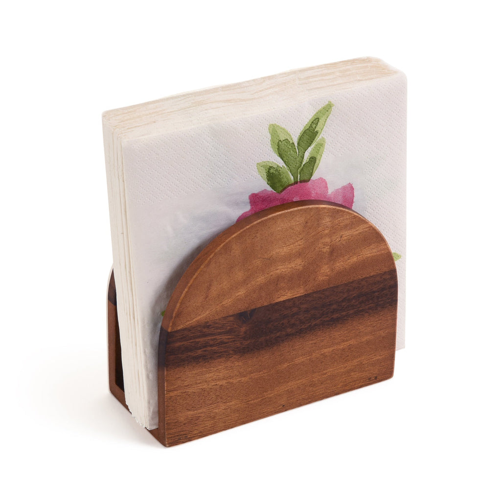 Acacia Wood Vertical Napkin Holder Wooden Tabletop Kitchen Countertop Organizer BandsCo Straps