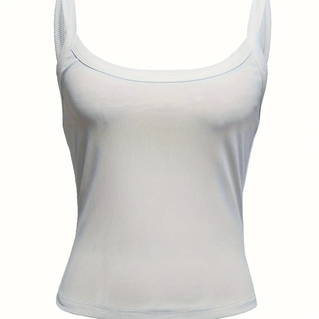 Women's Solid Color Ribbed Knitted Tight Fitting Basic Versatile Camisole Top - SJB-DIAMOND ELITES