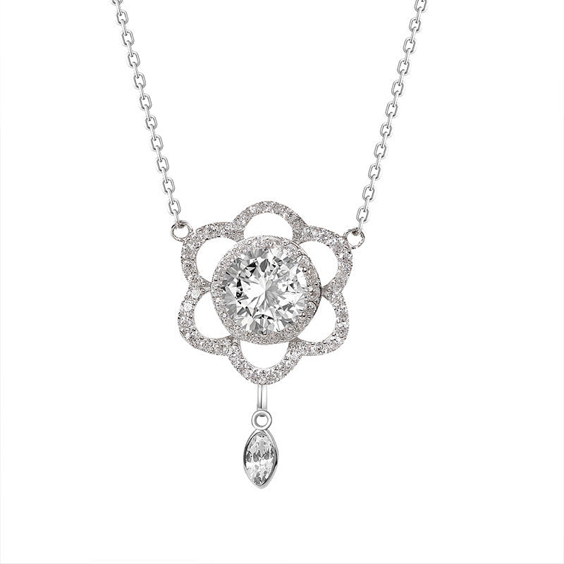 S925 Silver Fashion Design Inlaid Zirconium Diamond Necklace For Women Pi-Mart