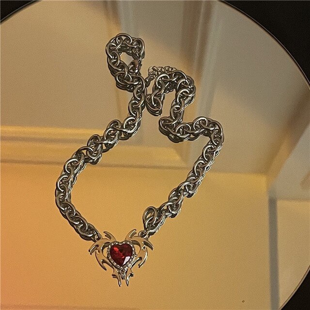 Red Crystal Pendant Necklace Pi-Mart