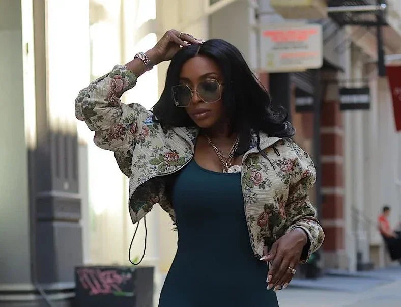 BWQ Washed Denim Women's Set Full Sleeve Floral Jacket and Pockets Cargo Jeans Pants Suit 2025 Street Two 2 Piece Set Outfit Purplish Diva