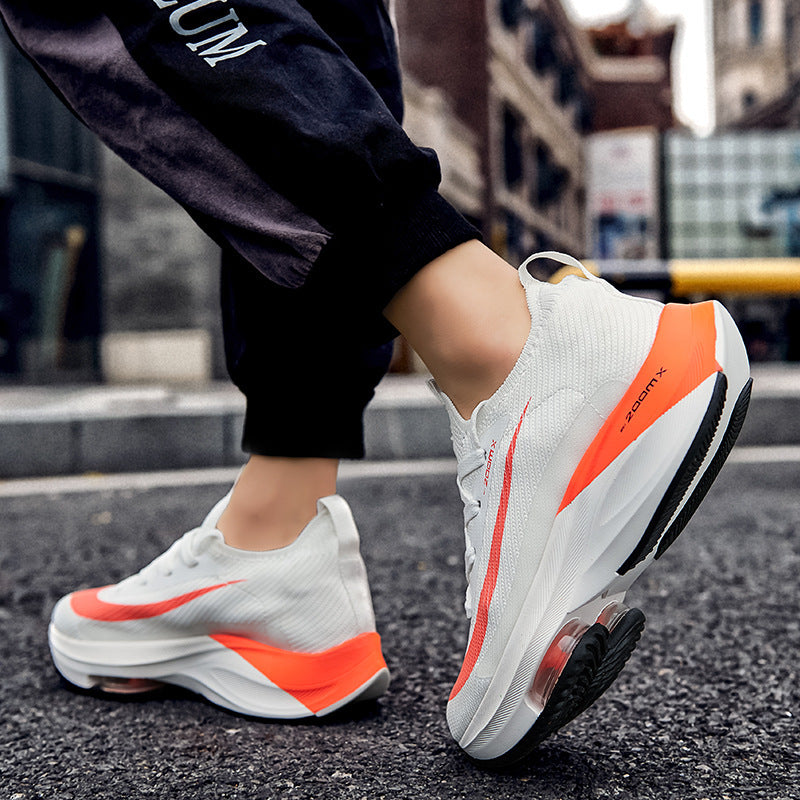 Air Cushion Sports Shoes Men Personalized Fashion Breathable Lace Up Knit Sneakers Casual Outdoor Running Walking Shoes Pi-Mart
