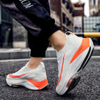 Air Cushion Sports Shoes Men Personalized Fashion Breathable Lace Up Knit Sneakers Casual Outdoor Running Walking Shoes Pi-Mart