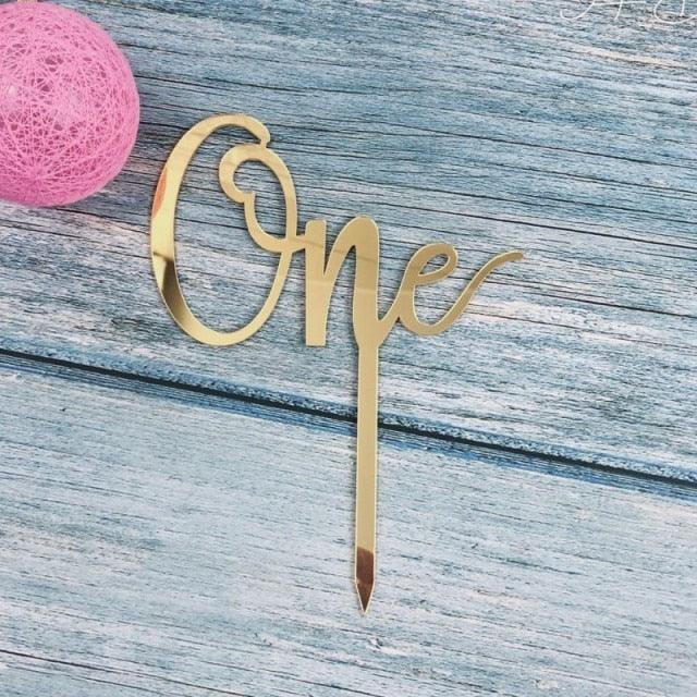 Acrylic One Cake Topper Top Cake One Cake Topper Birthday Cake Topper Double Sided For Anniversaries And Parties  Birthday Party Cupcake Toppers Flags Wedding Baby Shower Supplies Lovely Baking Dessert Decorations Stevvex