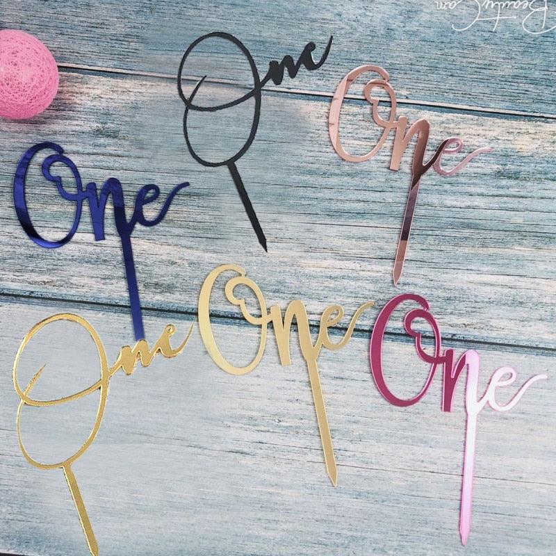 Acrylic One Cake Topper Top Cake One Cake Topper Birthday Cake Topper Double Sided For Anniversaries And Parties  Birthday Party Cupcake Toppers Flags Wedding Baby Shower Supplies Lovely Baking Dessert Decorations Stevvex