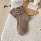 Ins Knitted Socks Winter Warm Thickened Solid Loop Socks High Ribbed Sweat-absorbent Floor Sock Pi-Mart