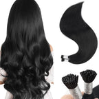 Sixstarhair Itip Hair Extensions Human Hair Black I Tip Hair Extensions Human Hair 50 Grams Jet Black Pre Bonded Real Human Hair Extensions ITip Human Hair Extensions 50 Strands 24inch