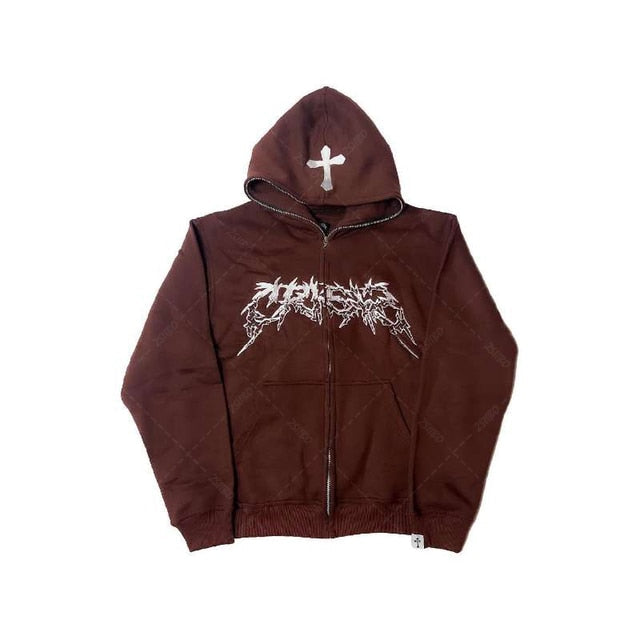 Cross Letter Printing Hooded Sweater Pi-Mart