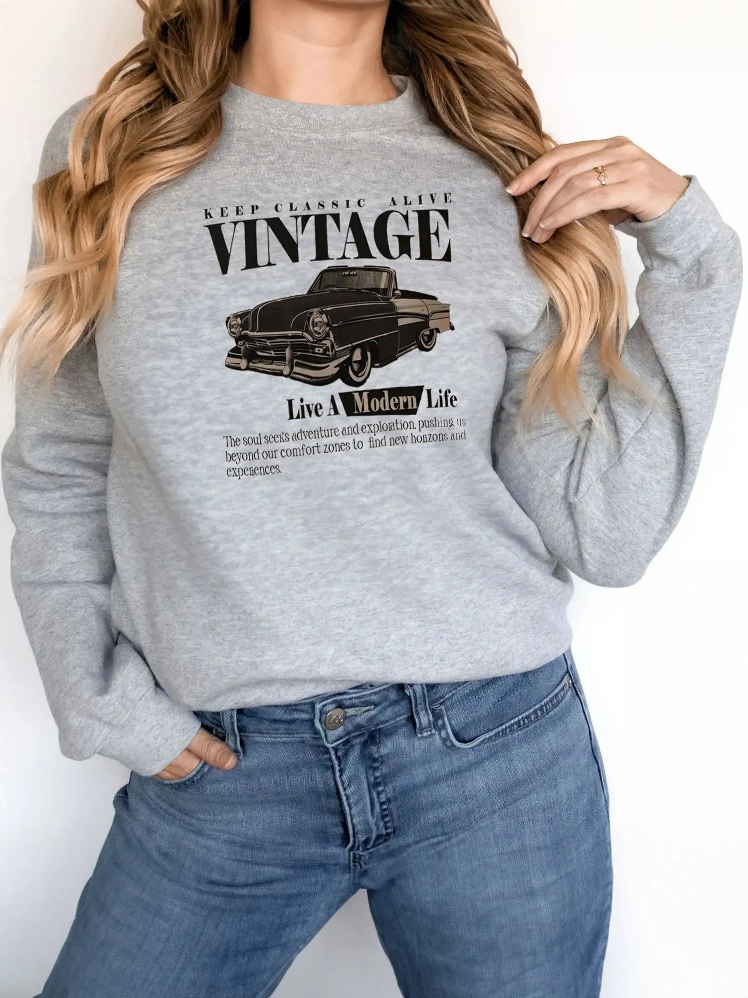 Women's Fashionable Solid Color Printed Long Sleeved Sweatshirt - SJB-DIAMOND ELITES