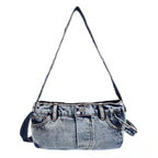 Small shoulder purse denim women's retro summer shoulder bag blue patchwork shoulder hobo handbag - SJB-DIAMOND ELITES
