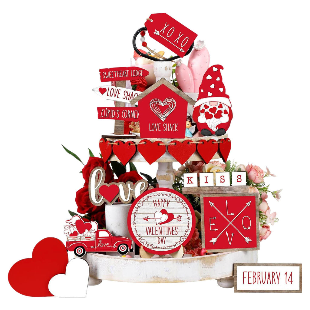 Wooden Decorative Tray Ornament For Human Day Party Pi-Mart
