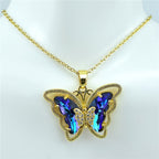 Crystal Glass Butterfly Necklace Pi-Mart