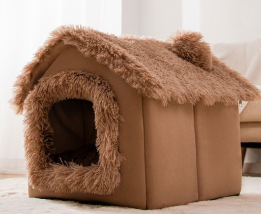 Foldable Dog House Pet Cat Bed Winter Dog Villa Sleep Kennel Removable Nest Warm Enclosed Cave Sofa Pets Supplies Pi-Mart