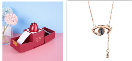Hot Valentine's Day Gifts Metal Rose Jewelry Gift Box Necklace For Wedding Girlfriend Necklace Gifts Pi-Mart