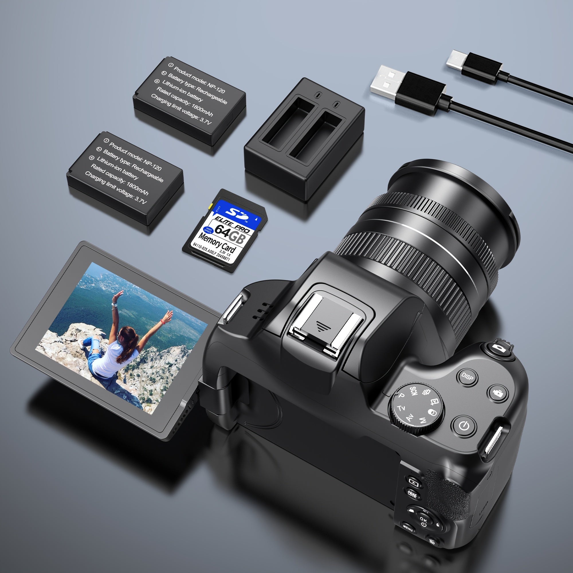 KOMERY W3 Digital Camera, 72MP And 12x Optical Zoom Autofocus Camera, Suitable For Photography And Video, 4K Video Blog Camera For YouTube, With 270° Flip Screen, Flash Light, WiFi Connection, 64GB SD Card, 2 Rechargeable Ba Lootquake LLC