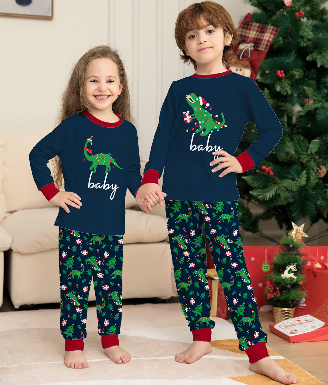 New Dinosaur Letter Print Parent Child Pajama Set Pi-Mart