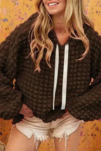 Rose Bubble Textured Waffle Hoodie - SJB-DIAMOND ELITES