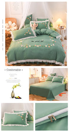 Three-piece Set On Single Bed With Wind Ruffled Duvet Cover Pi-Mart