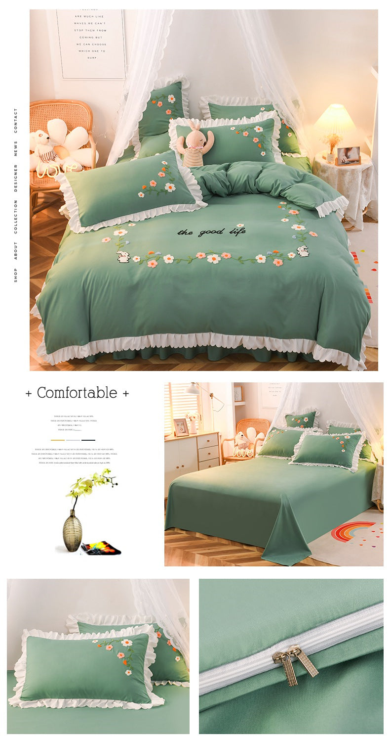 Three-piece Set On Single Bed With Wind Ruffled Duvet Cover Pi-Mart
