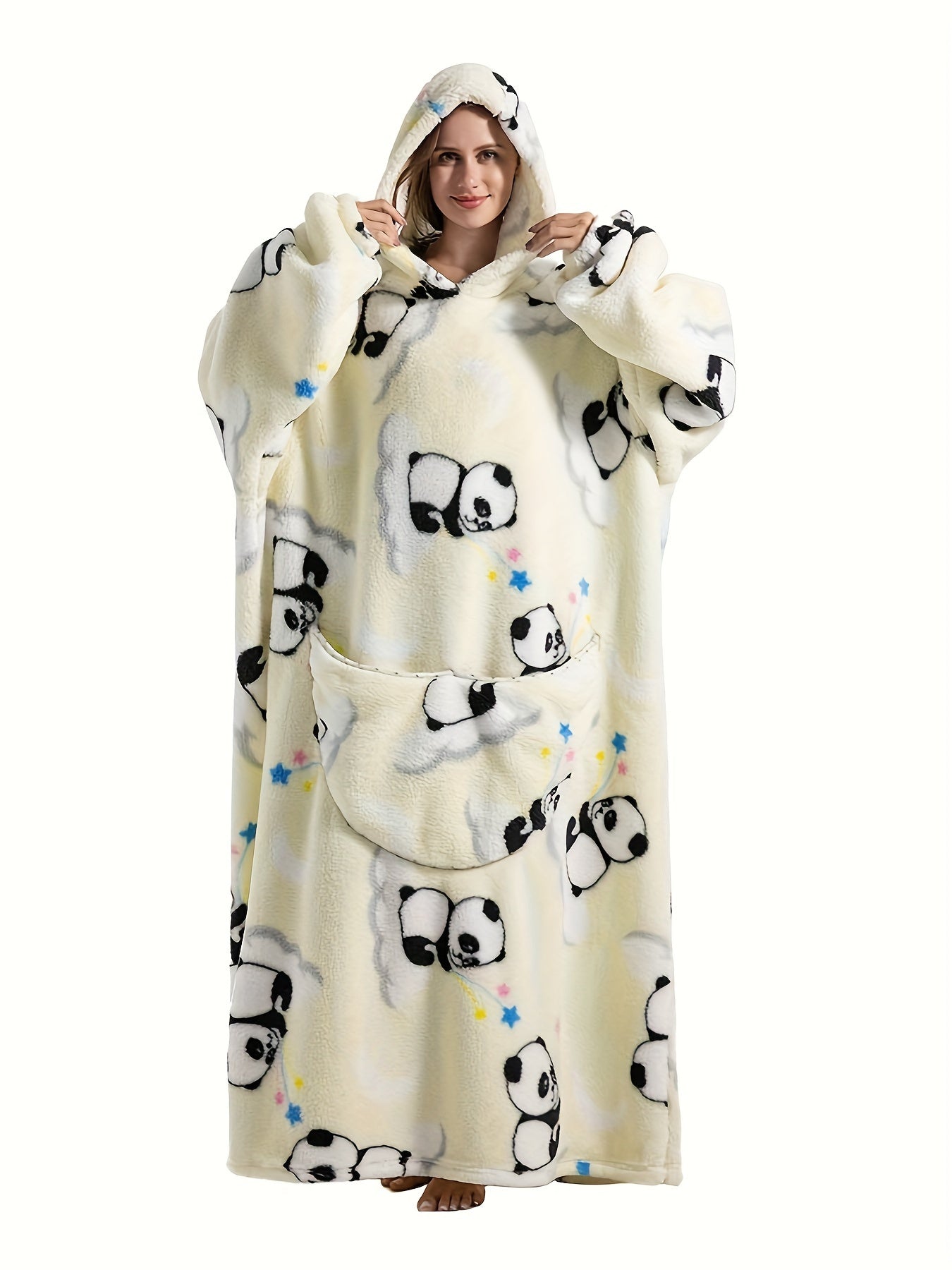 Plus Size Pumpkin Print Flannel Blanket Hoodie - Soft, Cozy, Plush, Hooded, Winter Outwear for Women with Halloween Theme Lootquake LLC