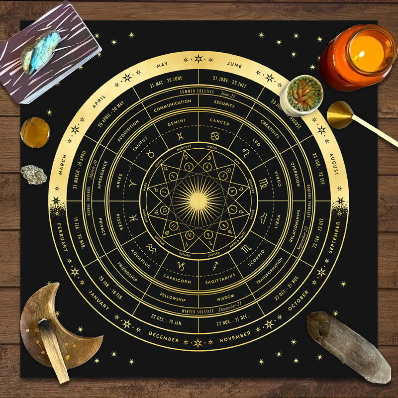 Tarot Tablecloth Board Game Decorative Cloth Have Your Power Mandala Moon Phase Floral Butterfly Tablecloth Pi-Mart
