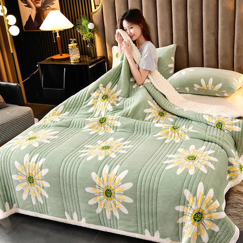 Cashmere Three-layer Blanket Thickened Warm Feather Silk Blanket Pi-Mart