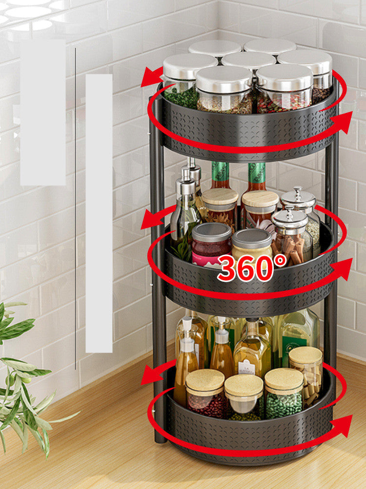Multi Layer Rotating Spice Storage Rack For Kitchen Countertops Pi-Mart