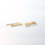 Natural Emerald 14K Gold Minimalist Strip Thin Earrings