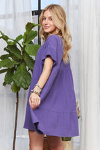 New Summer Tiered Notched Short Sleeve Dress For Women – Versatile, Elegant, Chic, Stylish, Comfortable & Fashionable