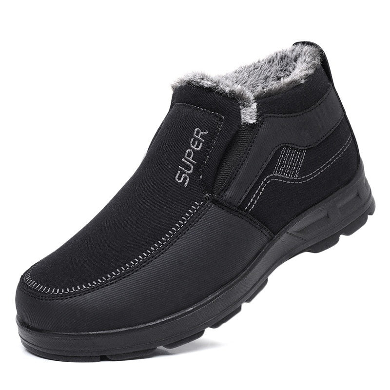 Men's Cotton Shoes Fleece-lined Warm Middle-aged And Elderly Pi-Mart