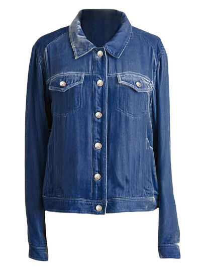 Casual Button-Up Long Sleeve Jacket with Chest Pockets and Relaxed Fit Stevvex