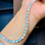 Silver Plated 18k Gold Inlaid Natural Dazzling Opal Bracelet Women Pi-Mart